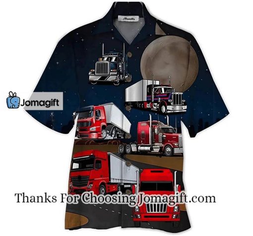 [Trendy] [Amazing] Truck Driver And Moon Short, Hawaiian Shirt, Button Up Gift