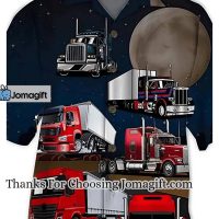 [Trendy] [Amazing] Truck Driver And Moon Short, Hawaiian Shirt, Button Up Gift