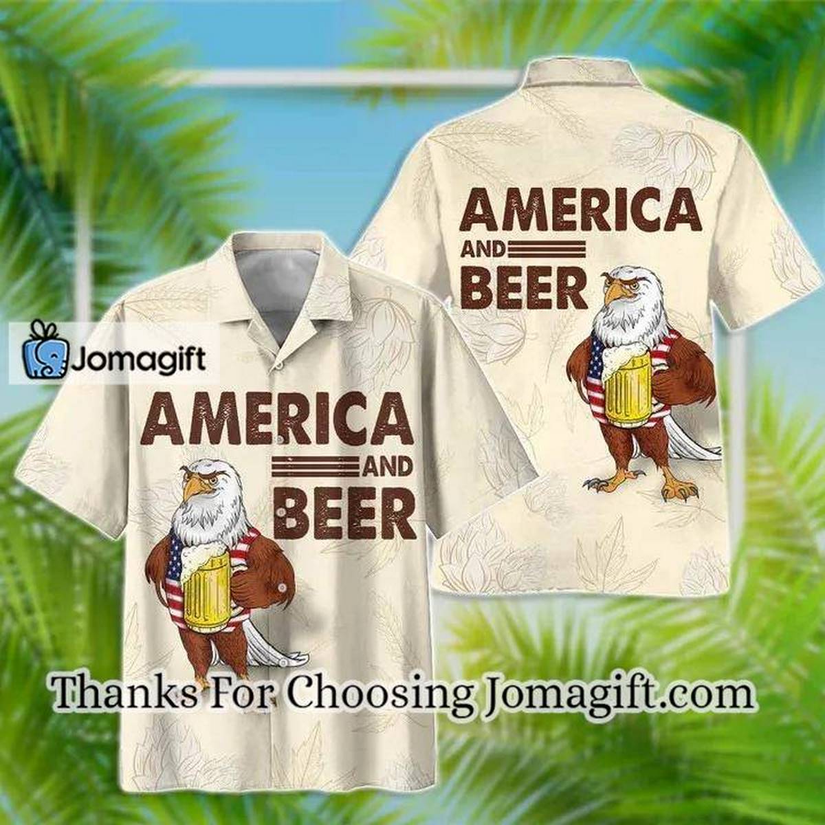 America Eagle Beer Hawaiian Shirt Summer Short Sleeve Button Hawaiian Shirt 1