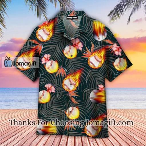 [Awesome] Baseball Fire Floral Tropical Hawaiian Shirt
