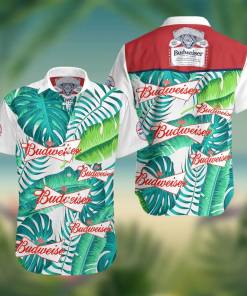 [Awesome] Beer Hawaii Shirt Budweiser Logo Tropical Palm Leave Green