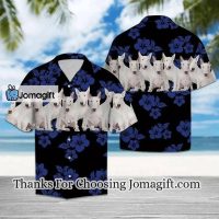 Awesome Bull Terrier Tropical Hibiscus On Black Hawaiian Shirt 2