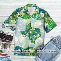 Awesome Flag Of Texas Green Tropical Plants Pattern Hawaiian Shirt 1