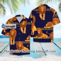 Awesome Lion King Relax Time On Navy Pattern Hawaiian Shirt 1
