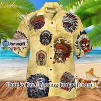 Awesome Mexican Skull Native Yellow Background Hawaiian Shirt 1