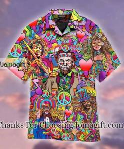 Awesome Peace Love Music Hippies With Abe Hawaiian Shirt 1 1