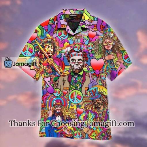 [Awesome] Peace Love Music Hippies With Abe Hawaiian Shirt