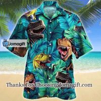Awesome T rex Dinosaur Lovers Gift Summer Beach Palm Tree Pattern Hawaiian Shirt 1