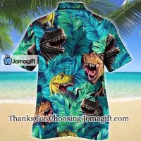 Awesome T rex Dinosaur Lovers Gift Summer Beach Palm Tree Pattern Hawaiian Shirt 2