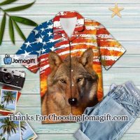 Awesome Wild Wolf Portrait On Usa Flag Pattern Hawaiian Shirt 1