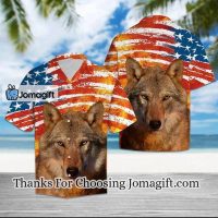 Awesome Wild Wolf Portrait On Usa Flag Pattern Hawaiian Shirt 2
