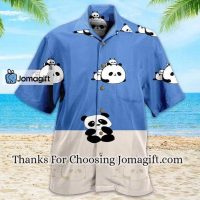 Baby Panda Blue Hawaiian Shirt 3D Panda Green Tropical Leaves Hawaiian Shirt Panda Lover Hawaiian Shirt For 1