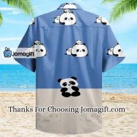 Baby Panda Blue Hawaiian Shirt 3D Panda Green Tropical Leaves Hawaiian Shirt Panda Lover Hawaiian Shirt For 2