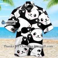 Baby Panda Nice Black Hawaiian Shirt 3D Panda Green Tropical Leaves Hawaiian Shirt Panda Lover Hawaiian Shirt For 1