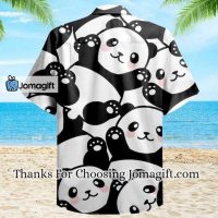 Baby Panda Nice Black Hawaiian Shirt 3D Panda Green Tropical Leaves Hawaiian Shirt Panda Lover Hawaiian Shirt For 2