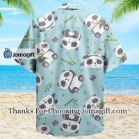Bamboo Mint Panda Blue Hawaiian Shirt 3D Panda Green Tropical Leaves Hawaiian Shirt Panda Lover Hawaiian Shirt For 2
