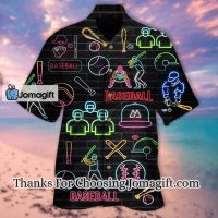 [Trendy] Baseball Neon Color Pattern Black Theme Hawaiian Shirt Gift