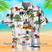 Beach And Dachshunds Cute Beach Cartoon Hawaiian Shirt 1