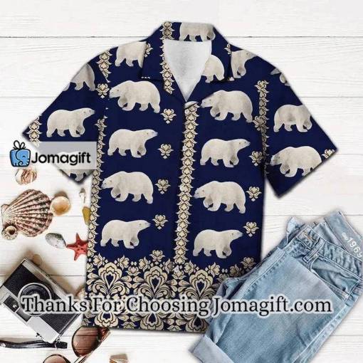 [Fashionable] Bear hawaiian shirt, Great Gift For Polar Bear Lover Navy Pattern Hawaiian Shirt Gift
