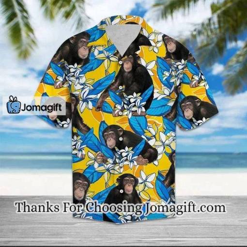 [Fashionable] Beautiful Chimpanzee Mix Plumeria Flowers Vintage Hawaiian Shirt Gift