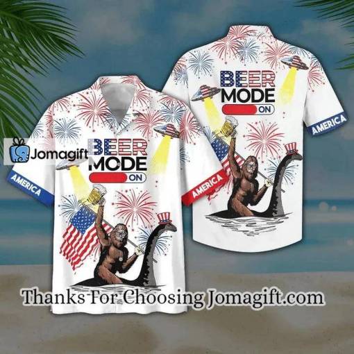 [Fashionable] Beer Mode On Bigfoot Ufo White Hawaiian Shirt Gift