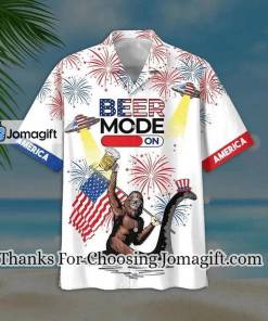 Beer Mode On Bigfoot Ufo White Hawaiian Shirt Short Sleeve Hawaiian Aloha Shirt for men 2