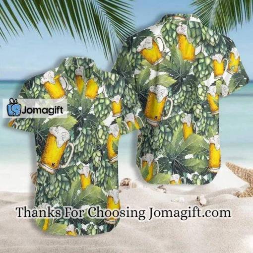 [Fashionable] Beer With Hops Flowering Plants Pattern Hawaiian Shirt Gift
