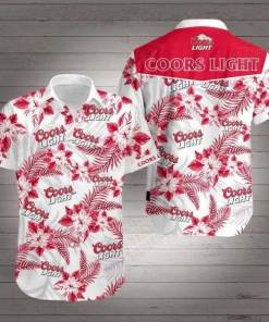 [Best-selling] Beer Hawaii Shirt Coors Light Logo Hibiscus Flower Pattern Red White