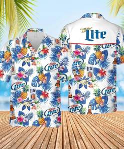 Best selling Beer Hawaiian Shirt Miller Lite Beer Palm Leaf Tropical White 1 1