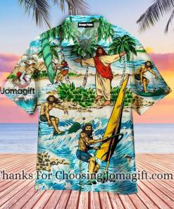 Best selling Funny Jesus Surfing Summer Tropical Hawaiian Shirt 1 1