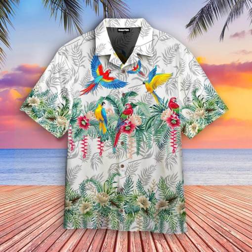 [Best-selling] Vintage Botanical Lotus And Macaw Parrot Hawaiian Shirt
