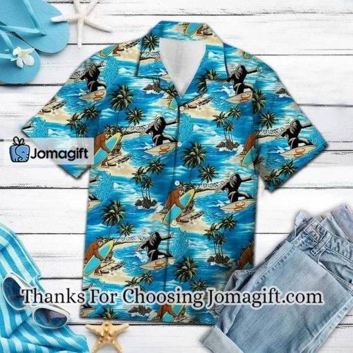 [Fashionable] Bigfoot Surfing On Blue Beach Hawaiian Shirt Gift