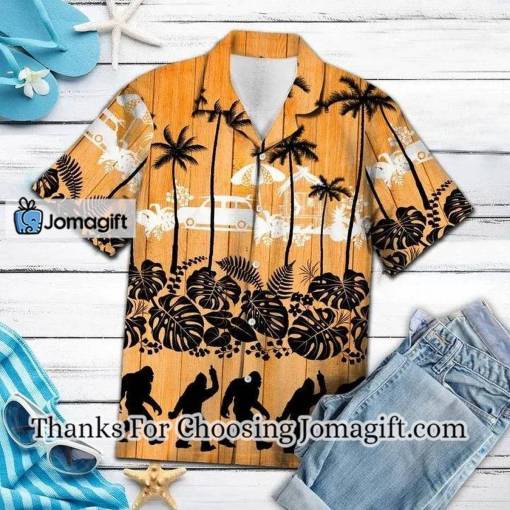 [Fashionable] Black Bigfoot And Palm Tree Summer Time Pattern Hawaiian Shirt Gift