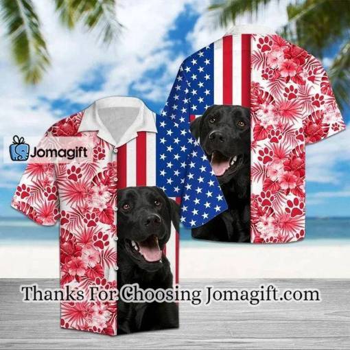 [Fashionable] Black Labrador Retriever Usa And Watercolor Tropical Red Plants Hawaiian Shirt AH2031 Gift