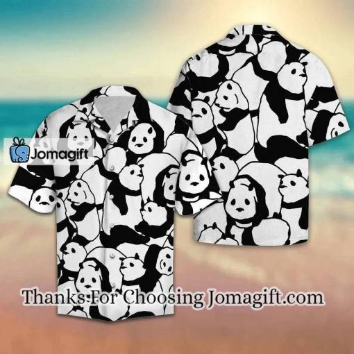 [Fashionable] Black and White Cute Panda Hawaiian Shirt Gift