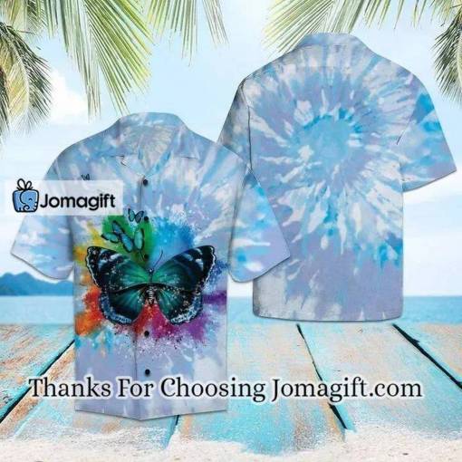 [Available Now] Butterfly Blue Tie Dye Hawaiian Shirt Gift