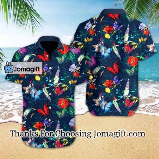 [Fashionable] Butterly Flower On Dark Blue Design Hawaiian Shirt Gift