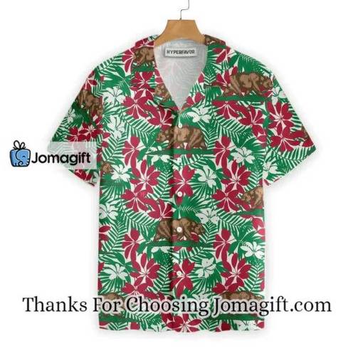 [Fashionable] California Flag Summer Vibes With Brown Bear Seamless Pattern Design Hawaiian Shirt Gift