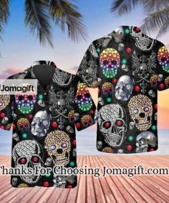 Colorful Diamond Skull 3D Printed Hawaiian Shirt Men Skull Flower Hawaiian Aloha Shirt 1 2