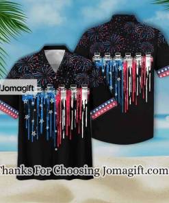[Stylish] Colorful Firework Black Theme Jeep And Flag Hawaiian Shirt Gift