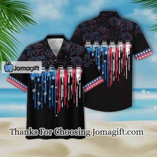 [Stylish] Colorful Firework Black Theme Jeep And Flag Hawaiian Shirt Gift