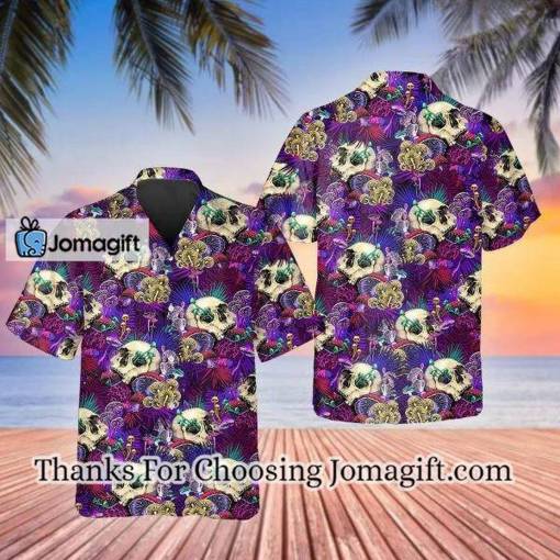 [Stylish] Colorful Mushroom Skull 3D Printed Hawaiian Shirt Men Gift