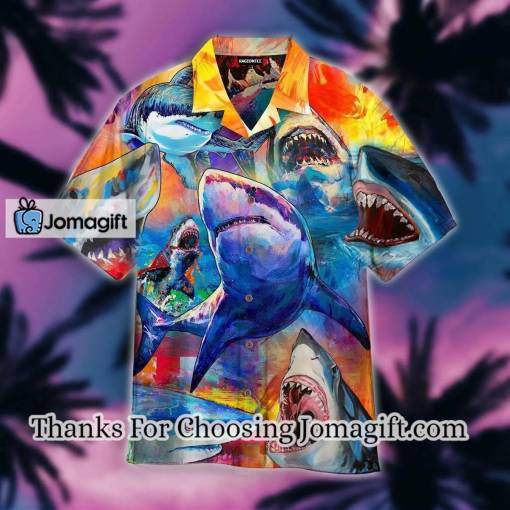 [Available Now] Colorful Sharks Just Wanna Have Fun Hawaiian Shirt Gift
