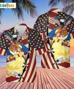Comfortable Beauty And The Beast Disney Us Flag Patriot Day Disney Hawaiian Shirt 1 1