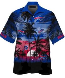 Comfortable Buffalo Bills Hawaiian Shirt Buffalo Bills Palm Tree Sunset Blue 1 1