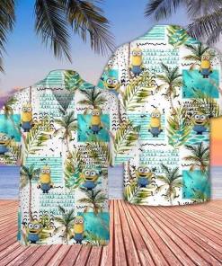 [Comfortable] Minions Hawaiian Shirt Minions Despicable Me Waves Palm Tree