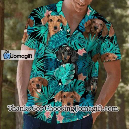 [High-Quality] Dachshund Behind Tropical Leave Hawaiian Shirt Gift
