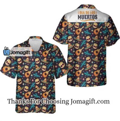 [Available Now] Day Of The Dead Guitar Sombrero Skull Hawaiian Shirt Gift