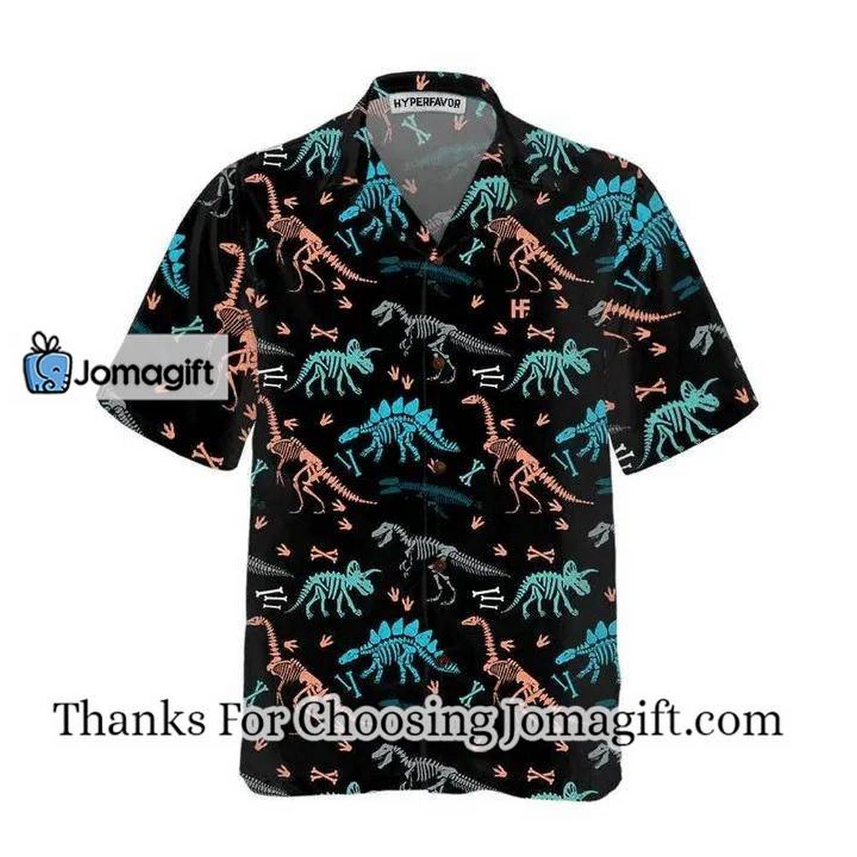 Dinosaur Skeleton Seamless Grunge Pattern Hawaiian Shirt 1