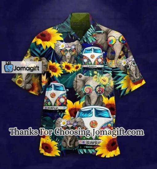 [High-Quality] Elephant Hippie Background Design Hawaiian Shirt Gift